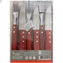 Set de 12 talheres para churrasco em aço inox com cabo de madeira