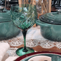 Taça de Gin Cristal Lapidado Verde 6 Peças