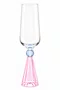 Taca Diamond Champanhe Cristal Azul e Rosa 06 Pecas