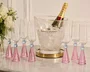 Taca Diamond Champanhe Cristal Azul e Rosa 06 Pecas