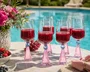 Taca Diamond para Vinho Cristal Azul e Rosas 06 Pecas