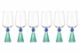 Taca Diamond para Vinho Cristal Verde e Azul 6pcs