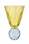 Tacas Vidro 06 Peças Ambar Base Esculpido Cristal Azul - In Casa
