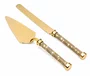Talheres de Bolo 2 Pçs Cabo Trançado Dourado 32cm