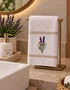 Toalha Branca com Faixa Branca Bordada Lavanda - Mameg