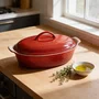 Travessa Oval com Tampa Heritage 36cm Vermelho Cerise - Le Creuset