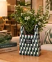 Vaso Ceramica Bolsa Xadrez Azul e Verde