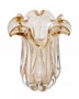 Vaso de Vidro Italy Transparente e Dourado 18cm X 18cm X 21cm
