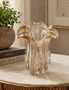 Vaso de Vidro Italy Transparente e Dourado 18cm X 18cm X 21cm