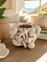 Vaso Decorativo em Cerâmica com Relevo Marinho/bege - In Casa