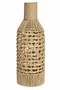 Vaso em Fibra Cestaria Tipo Garrafa Detalhe Madeira Grande Bege 26x26x70cm - Entrecasa