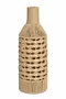 Vaso em Fibra Cestaria Tipo Garrafa Detalhe Madeira Médio Bege 20x20x60cm - Entrecasa