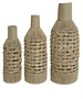 Vaso em Fibra Cestaria Tipo Garrafa Detalhe Madeira Médio Bege 20x20x60cm - Entrecasa
