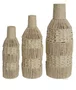 Vaso em Fibra Cestaria Tipo Garrafa Pequeno Bege 16x16x50cm - Entrecasa