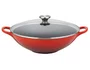 Wok 32cm com Tampa de Vidro Vermelho Cerise - Le Creuset